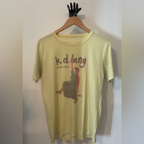 K.D.Lang and the Reclines RARE Vintage pale yellow t shirt M/L Bumstead Records - Picture 1 of 8
